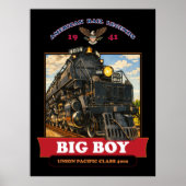 Big Boy 4014 Steam Locomotive Vintage Illustration ポスター (正面)
