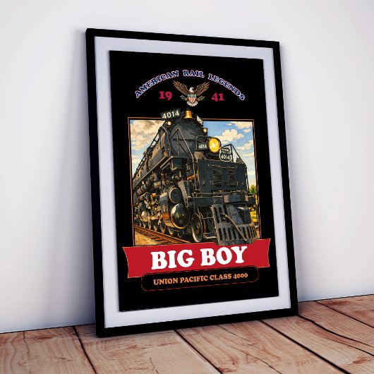 Big Boy 4014 Steam Locomotive Vintage Illustration ポスター