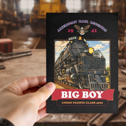 Big Boy 4014 Steam Locomotive Vintage Illustration ポストカード