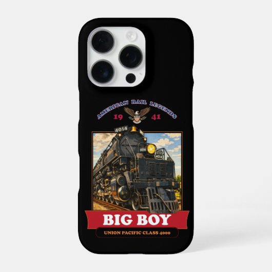 Big Boy 4014 Steam Locomotive Vintage Illustration iPhoneケース (裏面)