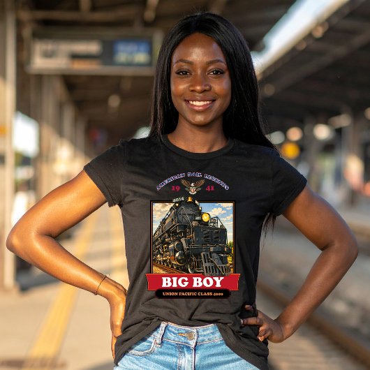 Big Boy 4014 Steam Locomotive Vintage Illustration Tシャツ