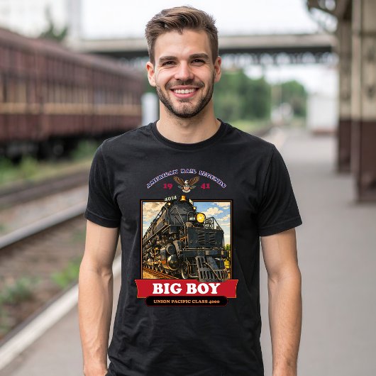 Big Boy 4014 Steam Locomotive Vintage Illustration Tシャツ