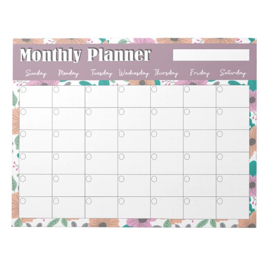 Big Bright Flowers Monthly Planner ノートパッド (正面)