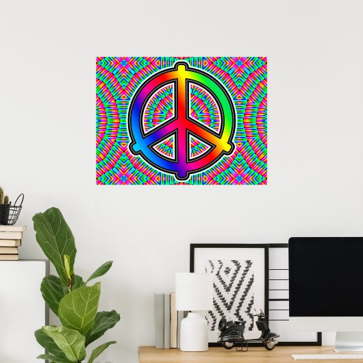 Big Bright Peace Sign Poster ポスター (ホームオフィス)