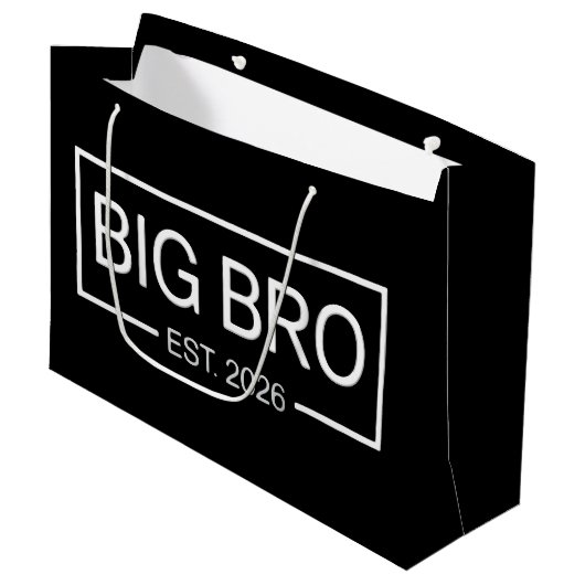 Big Bro Est. 2026 New Big Brother Pregnancy Baby ラージペーパーバッグ (正面アングル)