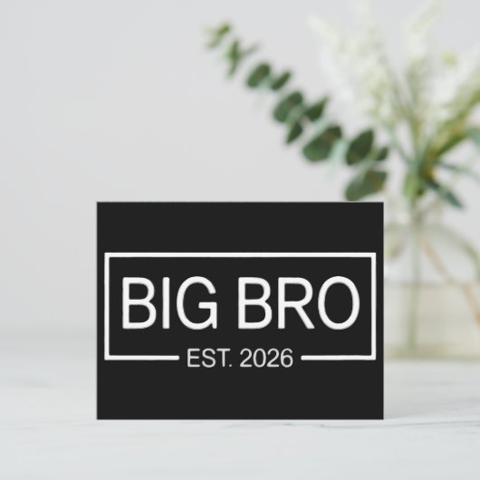 Big Bro Est. 2026 New Big Brother Pregnancy Baby 案内ポストカード (スタンド正面)
