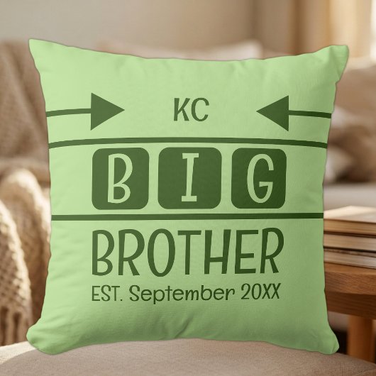 Big brotherのイニシャル 誕生月 誕生年 緑 クッション
