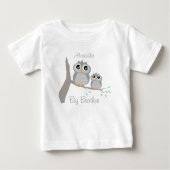 Big brother adjustable name with cute owls ベビーTシャツ (正面)