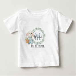 Big Brother Bunny Shirt Personalized Blue Floral ベビーTシャツ