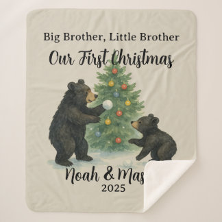 Big Brother Little Brother Bear Custom Christmas シェルパブランケット