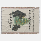 Big Brother Little Brother Bear Custom Christmas スローブランケット (正面)