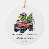 Big Brother Little Brother Dinosaur Christmas  セラミックオーナメント (正面)