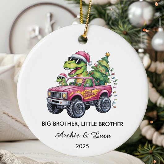 Big Brother Little Brother Dinosaur Christmas  セラミックオーナメント