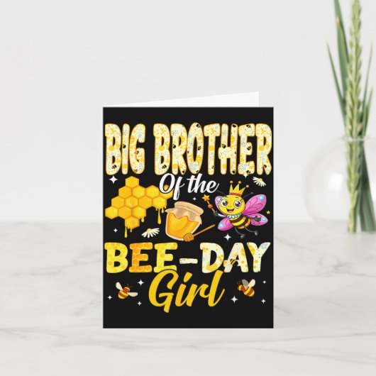 Big Brother Of The Bee Day Girl Birthday Family Ma カード (正面)
