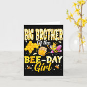 Big Brother Of The Bee Day Girl Birthday Family Ma カード (黄色い花)