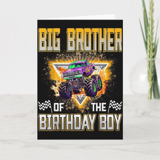 Big Brother Of The Birthday Boy Monster Truck Birt カード (正面)