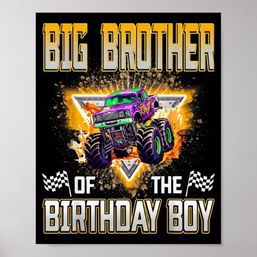 Big Brother Of The Birthday Boy Monster Truck Birt ポスター (正面)