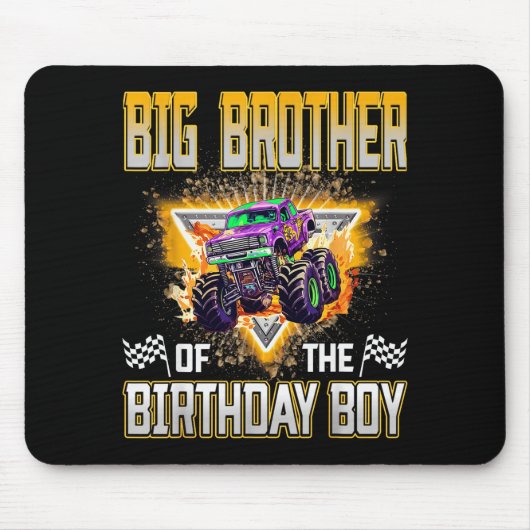 Big Brother Of The Birthday Boy Monster Truck Birt マウスパッド (正面)