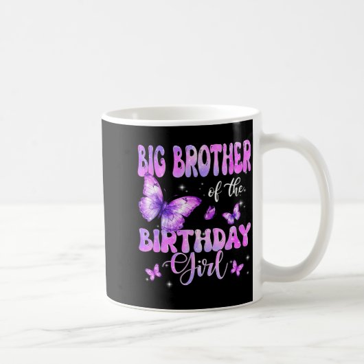 Big Brother Of The Birthday Girl Butterfly Family  コーヒーマグカップ (右)