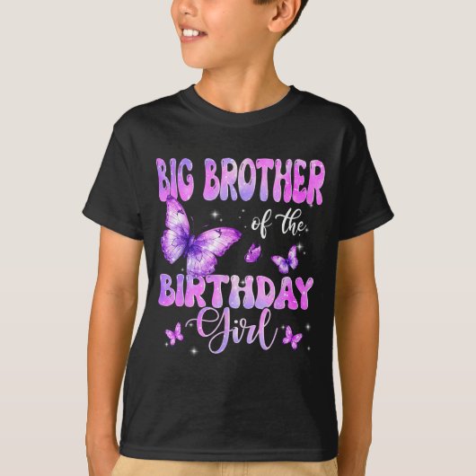 Big Brother Of The Birthday Girl Butterfly Family  Tシャツ (正面)