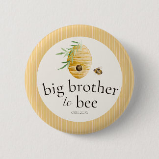 Big Brother To Bee Bumblebee Baby Shower Family  缶バッジ