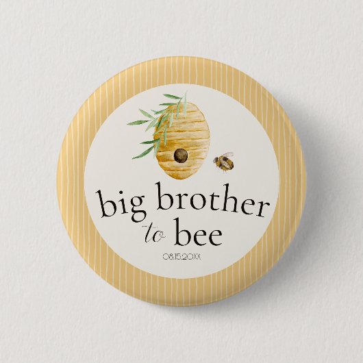 Big Brother To Bee Bumblebee Baby Shower Family  缶バッジ (正面)