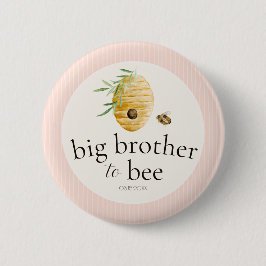 Big Brother To Bee Pink Girl Baby Shower Family  缶バッジ