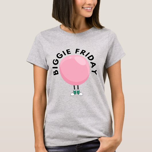 Big Bubble Club「ビギーの金曜日」ピンクの泡の面白グッズ Tシャツ (正面)
