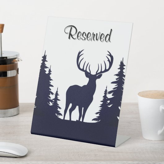 Big Buck Between Pine Trees Vector Reserved 台座サイン (インサイチュ)