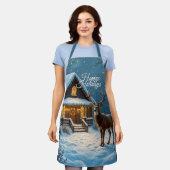  Big Buck's Snowy Christmas Visit エプロン (着用した状態)