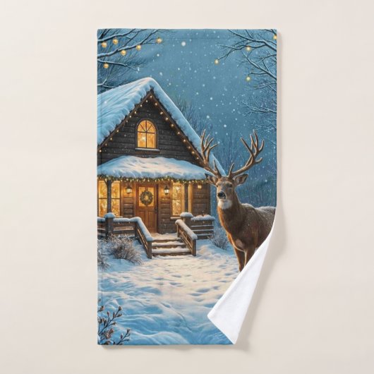 Big Buck's Snowy Christmas Visit ハンドタオル (ハンドタオル)