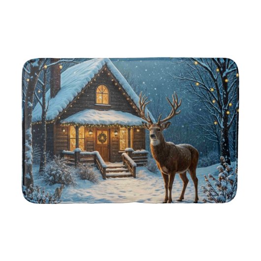 Big Buck's Snowy Christmas Visit バスマット (正面)