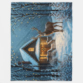  Big Buck's Snowy Christmas Visit フリースブランケット (正面)