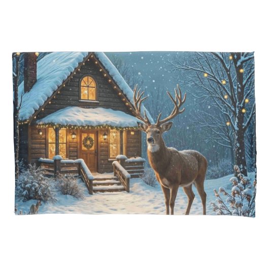  Big Buck's Snowy Christmas Visit 枕カバー (正面左)