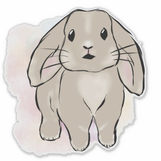 Big bunny watercolor シール (正面)