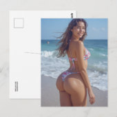 Big butt bikini beach girl postcard ポストカード (正面/裏面)