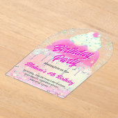  big cake design birthday party アクリル招待状 (レイダウン)