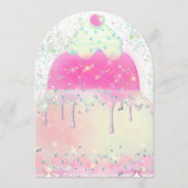 Big cake design girl Birthday Party 招待状 (裏面)