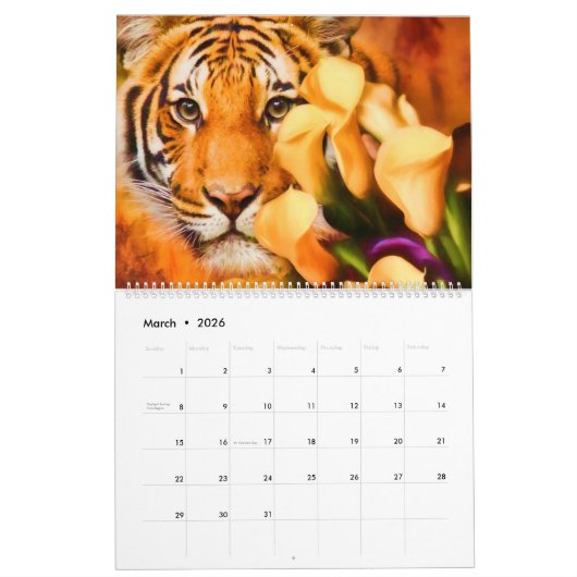 Big Cats Art #3 Calendar カレンダー (3月 2026)