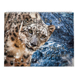 Big Cats Art Calendar Snow Leopard Jaguar Tigers カレンダー