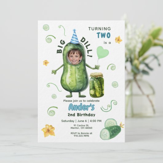 Big Dill Pickle Boy Birthday Any Age Photo 招待状 (スタンド正面)