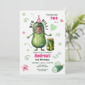 Big Dill Pickle Girl Birthday Any Age Photo  招待状 (スタンド正面)