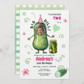 Big Dill Pickle Girl Birthday Any Age Photo  招待状 (正面/裏面)