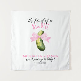Big Dill Watercolor Pickle Couple's Baby Shower タペストリー