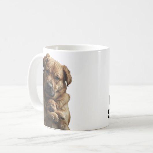 Big Dog Comforts Crying Tiny Puppy Mug コーヒーマグカップ (正面左)
