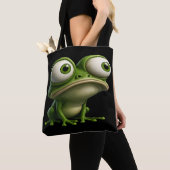 Big-Eyed Cartoon Frog トートバッグ (クローズアップ)
