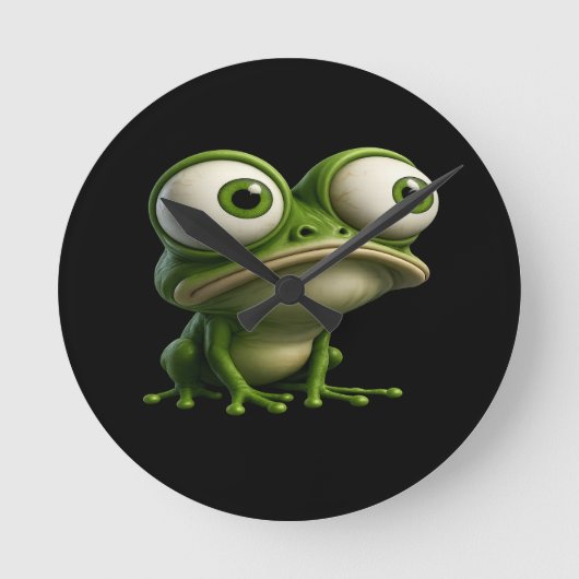 Big-Eyed Cartoon Frog ラウンド壁時計 (正面)