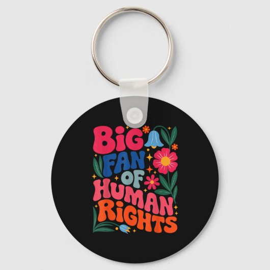 Big Fan Of Human Rights Boho Floral  キーホルダー (正面)