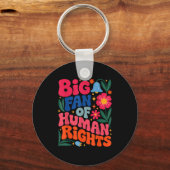 Big Fan Of Human Rights Boho Floral  キーホルダー (正面)