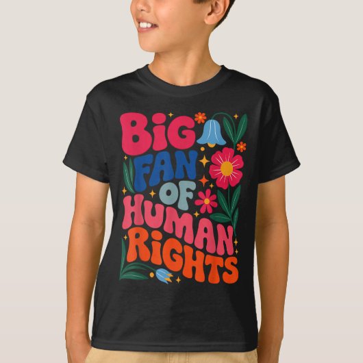 Big Fan Of Human Rights Boho Floral  Tシャツ (正面)